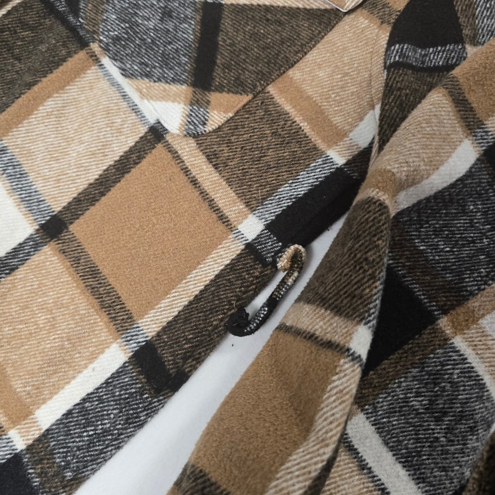 Blue B Collection Women's Beige Plaid Flannel Shacket Duster Medium - Picture 3 of 8